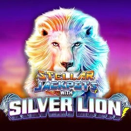 Official Jackpots logo: Stellar Jackpots with Silver Lion by Lightning Box Game at Spinstein Casino